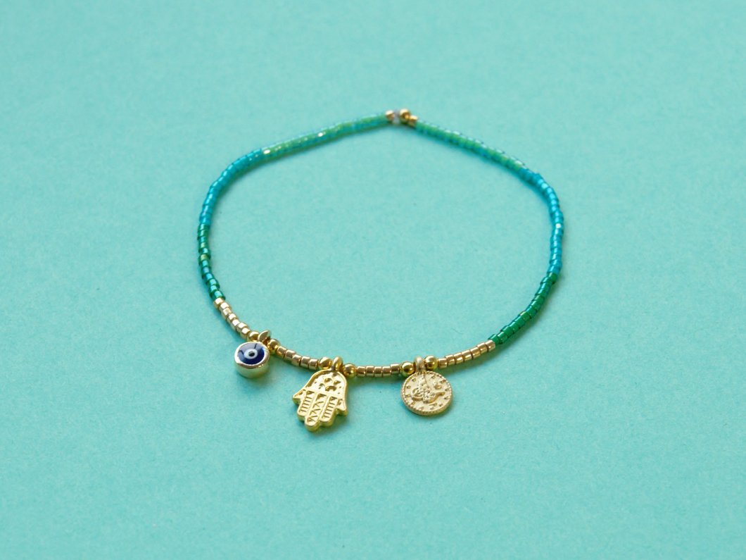Bracelet amulettes Vert / Turquoise