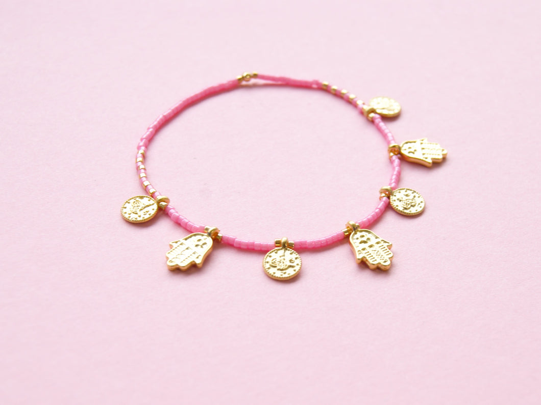 Bracelet amulettes rose / doré